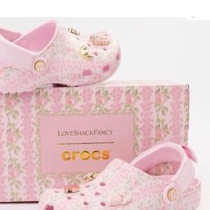 Love Shack Fancy x CROCS kids  pink floral size 2, NwT
